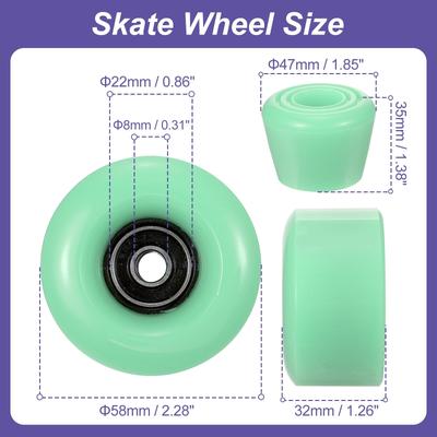 Roller Skate Wheels Set, 58x32mm Skate Wheels w Bearings, Skate Brakes