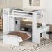 Twin Size Loft Bed with a Stand-alone Bed Built-in Desk and Shelf, Bunk Bed with Safety Guardrail & Storage Cabinet for Bedroom