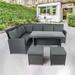 All-Weather PE Rattan Sectional Outdoor Patio Furniture, 6 Piece Outdoor Cushioned Storage Sofa Set with Center Table