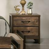 Ruri Rustic Light Walnut Wood 2-Drawer Nightstand by Furniture of America