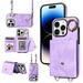 Compatible with iPhone 14 Pro Max 6.7 inch Wallet Cover with Crossbody Shoulder Strap and Stand PU Leather Credit Card Holder Cell Accessories Phone Cover for iPhone 14 Pro Max - Purple