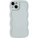 Solid Color Curly Wave Frame Soft Compatible with iPhone Case (Grey iPhone 12 Pro)