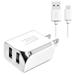 For Motorola moto e6 Accessory Kit 2 in 1 Charger Set [2.1 Amp USB Home Charger + 5 Feet Micro USB Cable] White