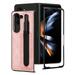 UUCOVERS for Z Fold 5 Case Z Fold 5 Case with Pen Holder PU Leather Shockproof Phone Cover Men Women for Galaxy Z Fold 5 2023 (Pink)