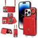 Compatible with iPhone 14 Pro 6.1 inch Wallet Cover with Crossbody Shoulder Strap and Stand PU Leather Credit Card Holder Cell Accessories Phone Cover for iPhone 14 Pro - Red