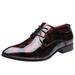 WQJNWEQ Men s Pointed Toe Bright Lace Up Leather Wedding Shoes Business Shoes Solid Male Fall on Sale