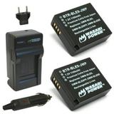 Wasabi Power Battery and Charger for Panasonic DMW-BLE9 DMW-BLG10 (2 Pack)