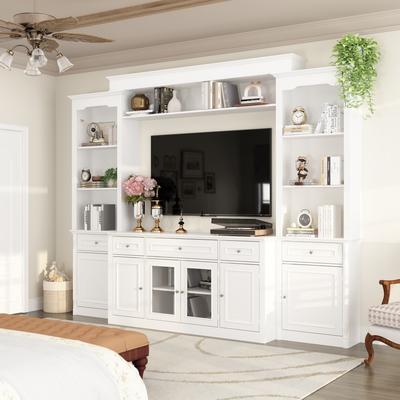 104.3"x82.3" Complete Entertainment Wall Unit White TV Stand Display