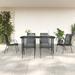 vidaXL 7 Piece Patio Dining Set Black Steel and Textilene - 63" x 31.5" x 29.1"