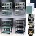 VTI Manufacturing 4 Black Capspike Black Poles 4 Black Glass Shelves AV Stand