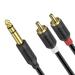 J&D Gold Plated 6.35mm 1/4 inch Male to 2 RCA Male Stereo Audio Adapter 1/4 to RCA Cable 3 ft