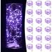 18 Pack Fairy Lights Battery Operated - 6.6 ft 20 LED Mini String Lights Waterproof Silver Wire Firefly Lights for Vases Mason Jars DIY Crafts Plants Table Centerpieces Wedding Purple