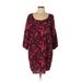 Express Casual Dress - Shift Scoop Neck 3/4 sleeves: Red Dresses - Women's Size Large