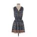 Ramy Brook Casual Dress - Mini Cowl Neck Sleeveless: Blue Print Dresses - Women's Size X-Small - Print Wash