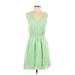 Club Monaco Casual Dress - Mini V Neck Sleeveless: Green Print Dresses - Women's Size 2