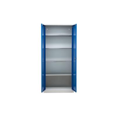 PROREGAL Flügeltürenschrank Badger | 4 Fachböden | Eurolock Griff Sockel | HxBxT 180x80x38 cm | Grau-Blau | Verzinkt Image