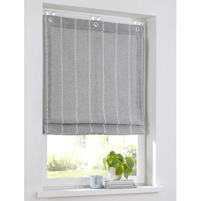 Raffrollo KUTTI "Raya" Gr. 3, grau (grau, sanftes weiß), B:80cm H:140cm, Leinenstruktur, Obermaterial: 100% Polyester, Raffrollos, mit Edelstahlhaken Image