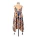 MASON & BELLE Casual Dress - High/Low: Brown Batik Dresses - Women's Size X-Small