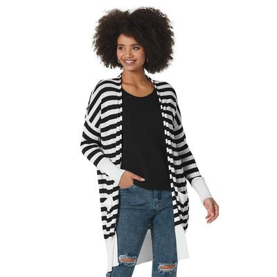 Masseys Favorite Sweater Cardigan (Size 5X) White-Black/Stripe, Viscose,Nylon