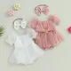 Tenues d'été pour bébés filles barboteuse à manches courtes avec nœud sur le devant robe en tulle