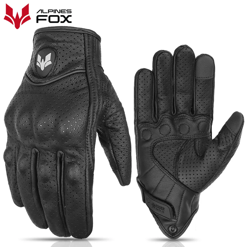 2023 sommer Neue Vintage Leder Motorrad Handschuhe Männer Schwarz Tragen-beständig Guantes Touchscreen Anti-slip Retro Motobiker Luvas Image