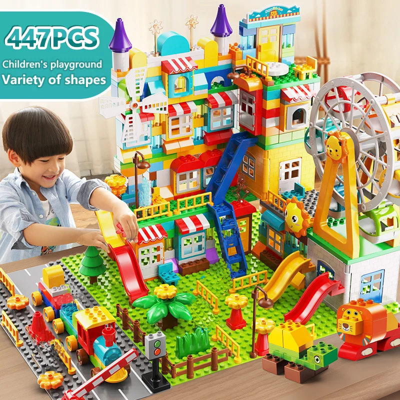 171-269PCS Marmor Rennen Run Big Größe Block Bausteine Trichter Rutsche Blöcke DIY Pädagogisches Große Ziegel Spielzeug für Kinder Geschenk