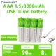 New2023 usb aaa wiederauf ladbare batterien 1 5 v mah li-ion batterie für fernbedienung mouse