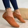 Wildleder Frauen Müßiggänger Sommer Frauen Wohnungen Schuhe Retro Spitz Slip auf Casual Schuhe Zapatos Mujer Plus Größe 43, Atmungsaktive V Port