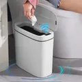 Bathroom Trash Cans Lids Touchless Garbage Can Motion Sensor Waste Bin 14 Litre 3.7 Gallon Automatic