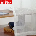 White All-match Linen Stripe Windows Screens Sheer Panels Curtains For Living Room Modern Bedroom