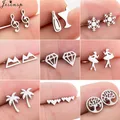 Jisensp Stainless Steel Ballet Earrings for Women Music Earing Fashion Tree of Life Stud Earring