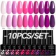 LILYCUTE 10PCS/Set Gel Nail Polish Set Pink Purple Nail Gel Semi Permanent UV LED Varnish Nail Art