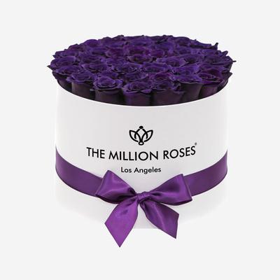 Supreme White Box | Dark Purple Roses