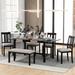 Kitchen Hidden Flip Leaves Extendable Dining Table with 4 Upholstered Chairs and Bench,Wooden 6-Piece Dining Table Set