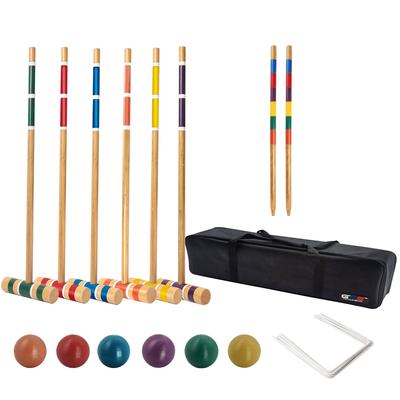 GSE™ Classic 6-Player Croquet Set with 6 Mallets & Croquet Balls, 9 Wickets, 2 Stakes and a Carrying Case - Croquet Set