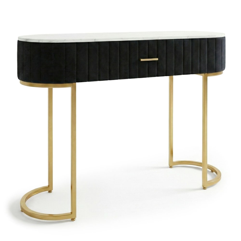 Coiffeuse paloma 1 tiroir velours noir