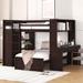 Multi-Use Full Size Loft Bed with Twin Size Stand-alone Bed, Maximized Space L-Shaped Bunk Bed with Ladder Desk and Wardrobe