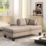Warm Grey Chaise Sofa Deep Tufted Upholstered Textured Fabric Couch with Throw Pillows for Living Room Chaise Sofa