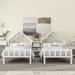 Double Twin Size Platform Bed, Sharing Daybed Frame with House-shaped Headboard and a Built-in Nightstand for Kids Teens