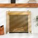 Copper Metal Suspended Grid Style Netting Single Panel Fireplace Screen with Bolted Detailing