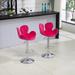 Modern Velvet Swivel Bar Stools Set of 2, Adjustable Counter Height Bar Chairs with Footrest, Upholstered Flower Barstools