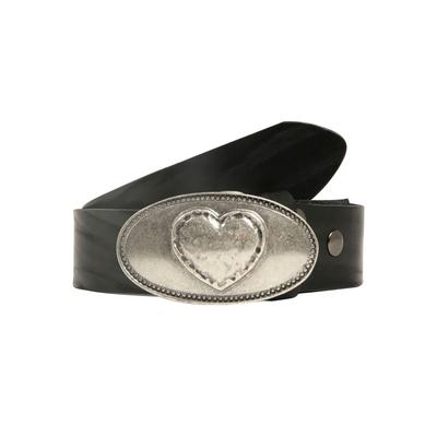Ledergürtel, Damen, Gr. 105, schwarz, Leder, RETTUNGSRING BY SHOWROOM 019, unifarben, casual,modisch, Gürtel, mit austauschbarer Schließe »Herz Oval Silber« Image
