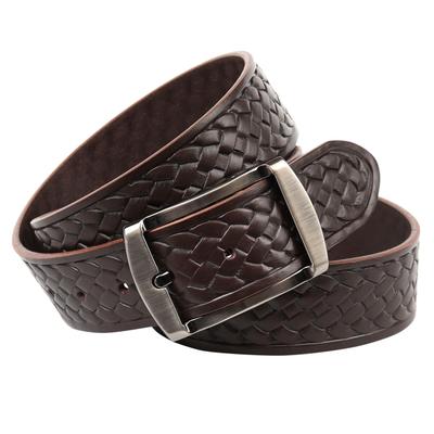 Ledergürtel ANTHONI CROWN, Damen, Gr. 95, braun (dunkelbraun), Leder, unifarben, Flechtoptik, modisch,klassisch, Gürtel, Pflanzlich gegerbter Vollrindledergürtel mit Flecht-Prägung Image