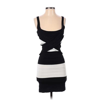 Body Central Casual Dress - Bodycon Scoop Neck Sleeveless: Black Print Dresses - Women's Size Small