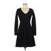 Athleta Casual Dress - A-Line V Neck Long sleeves: Black Print Dresses - Women's Size X-Small