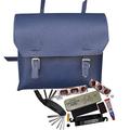 Bike Repair Set: Large Leather Bag, Multi-tool, Puncture Repair Kit MADE IN UK Blue