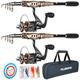PLUSINNO Fishing Rod and Reel Combos Carbon Fiber Telescopic Fishing Pole with Reel Combo Sea Saltwater Freshwater Kit Fishing Rod Kit, 1.8M 5.91FT (PLFBO01-2PACK-FBA)
