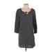 Madewell Casual Dress - Shift Tie Neck 3/4 sleeves: Black Dresses - Women's Size X-Small