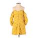 Polly Casual Dress - Mini Plunge 3/4 sleeves: Yellow Print Dresses - Women's Size 2X-Small