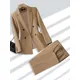 Fashion Ladies Pant Suit Formal Women Office Business Work Wear Blazer And Trouser Beige Black Khaki